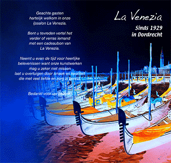 Menukaart en prijslijst met overheerlijke Italiaanse ijscoupes van La Venezia Dordrecht